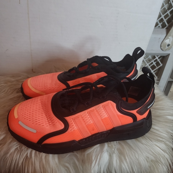 Adidas Men's Neon Orange and Black NMD Boost Running Sneakers 8 - Picture 8 of 10